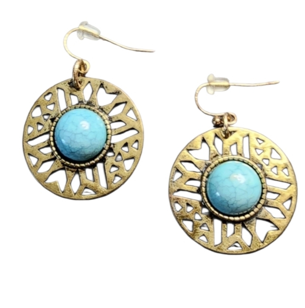💥4 For $20💥Bohemian Brass and Blue Earrings with Vintage Charm